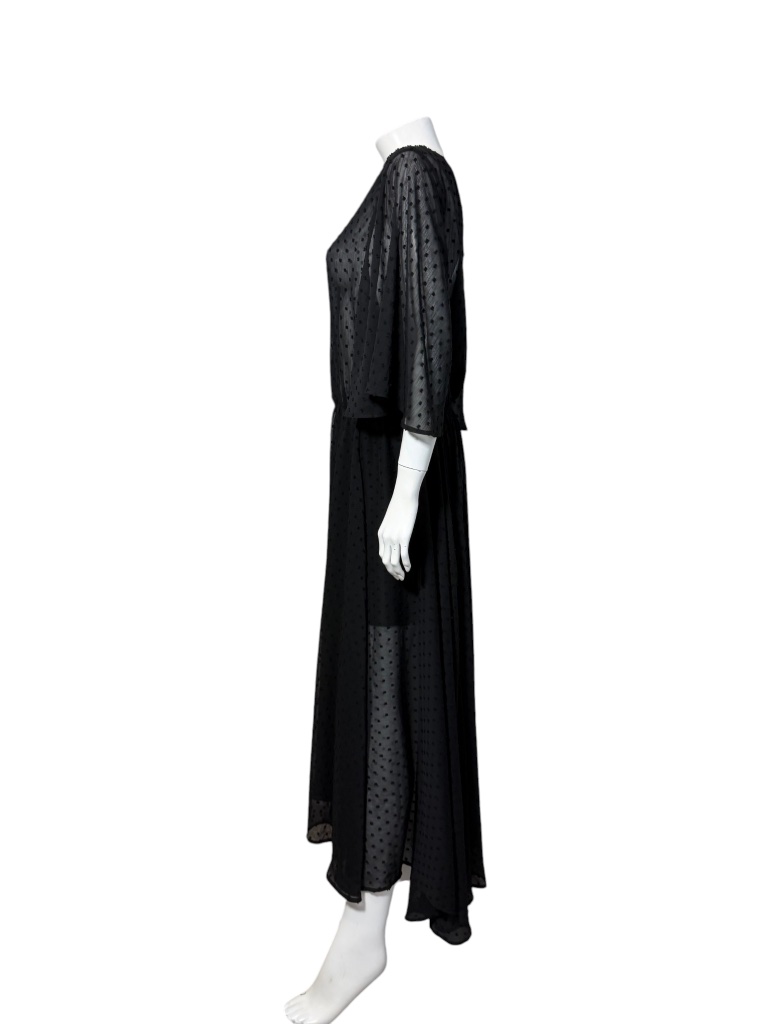 Mikuta Black Sheer Swiss Dot Kimono Sleeve Maxi Dress Size M Nwt — image 5 of 8